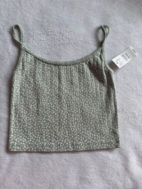 PacSun Sage Green Floral Ribbed Cami